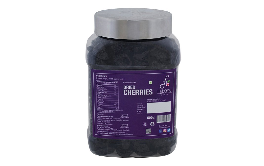 Flyberry Gourmet Dried Cherries    Jar  500 grams